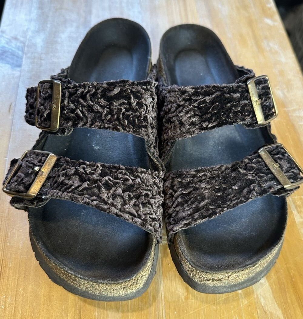 Birkenstock Arizona Sandal Women's EU 38 Brown Crushed textured Velvet Straps